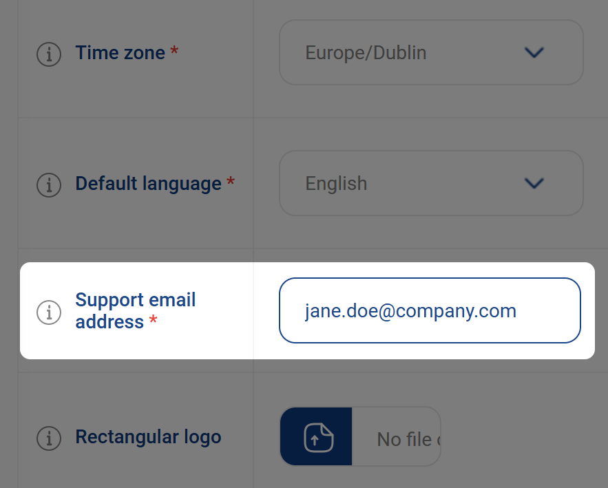 Ronspot admin panel tip 14 - Support email