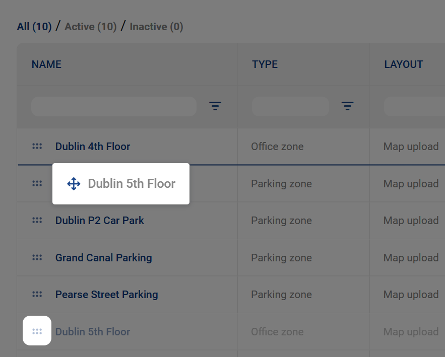 Ronspot admin panel tip 16 - Reorder zones