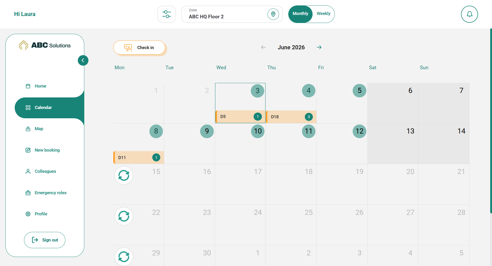 New Ronspot web app - Calendar
