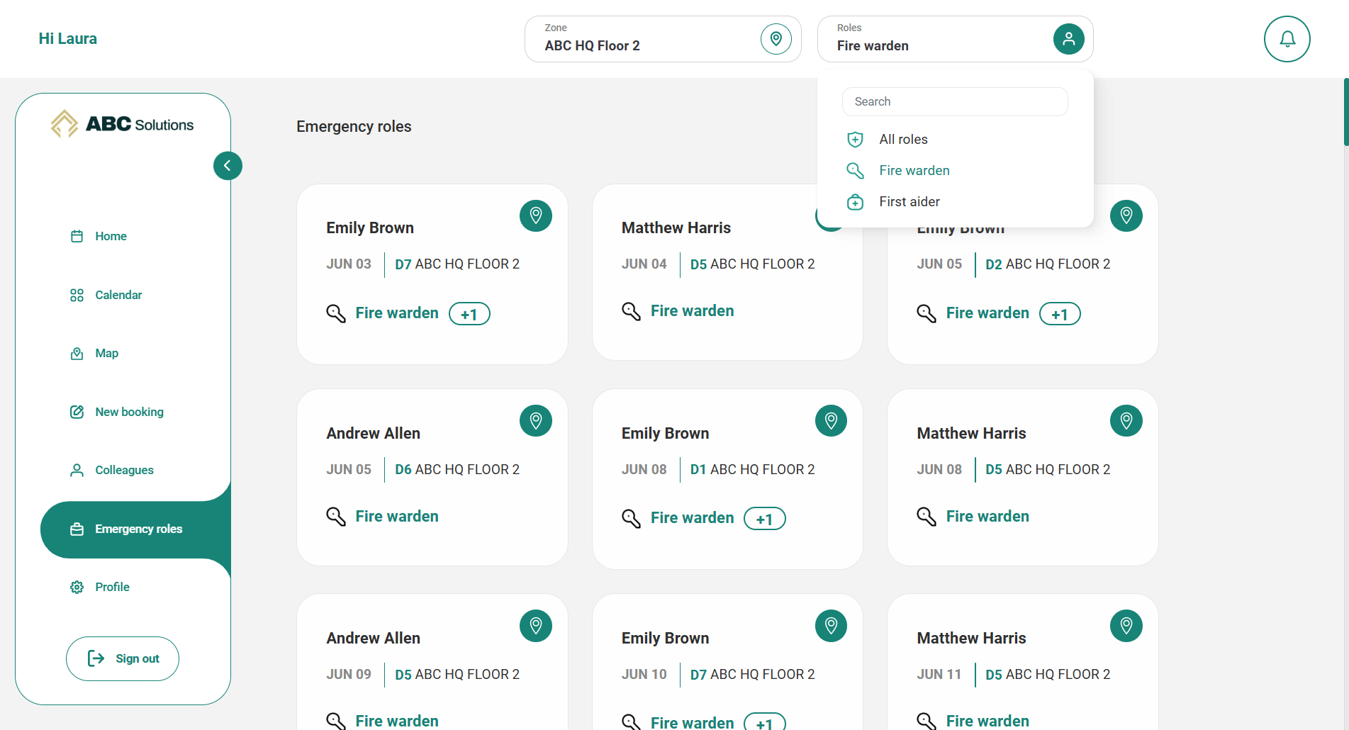 New Ronspot web app - Emergency roles