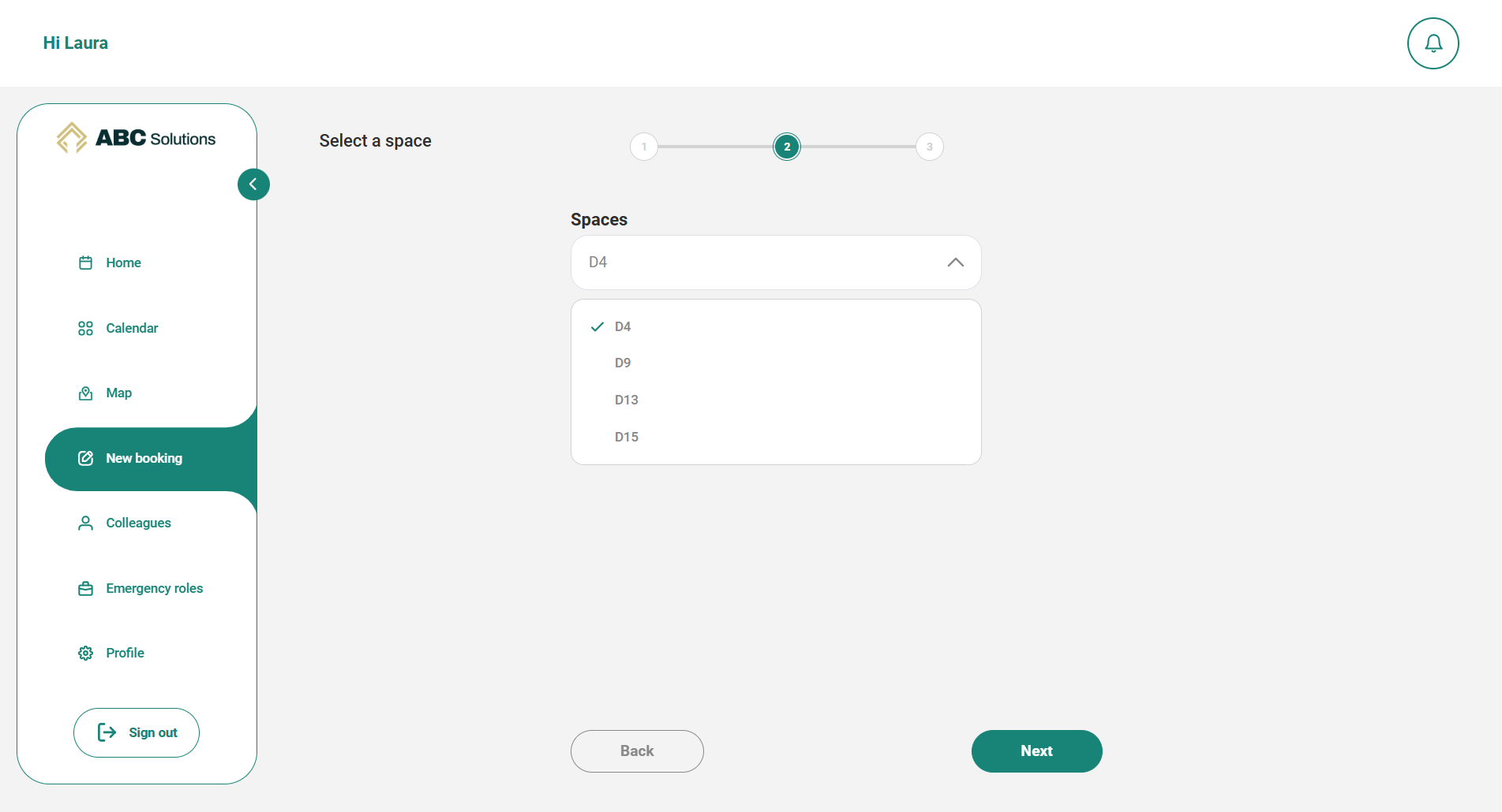 New Ronspot web app - New booking step 2